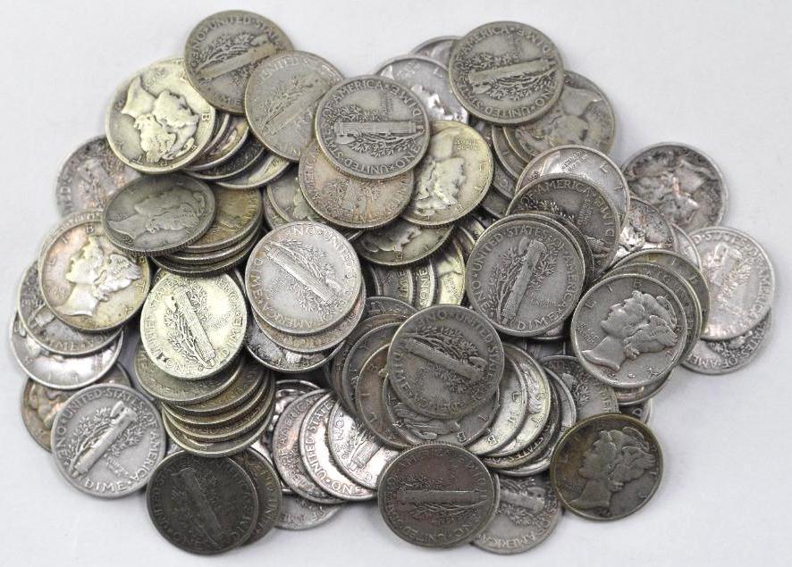 Group of (107) Mercury Silver Dimes (1 of 1)