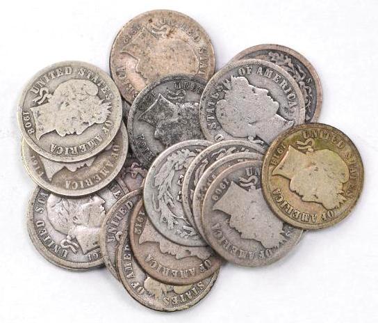 Group of (20) Barber Silver Dimes (1 of 1)