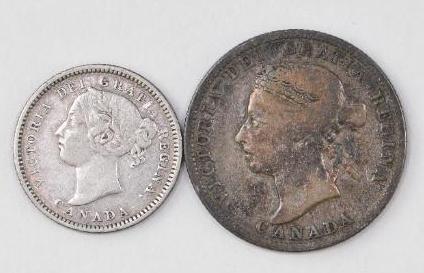 Group of (2) 1886 Canada Victoria 10 Cents & 25 Cents (1 of 2)