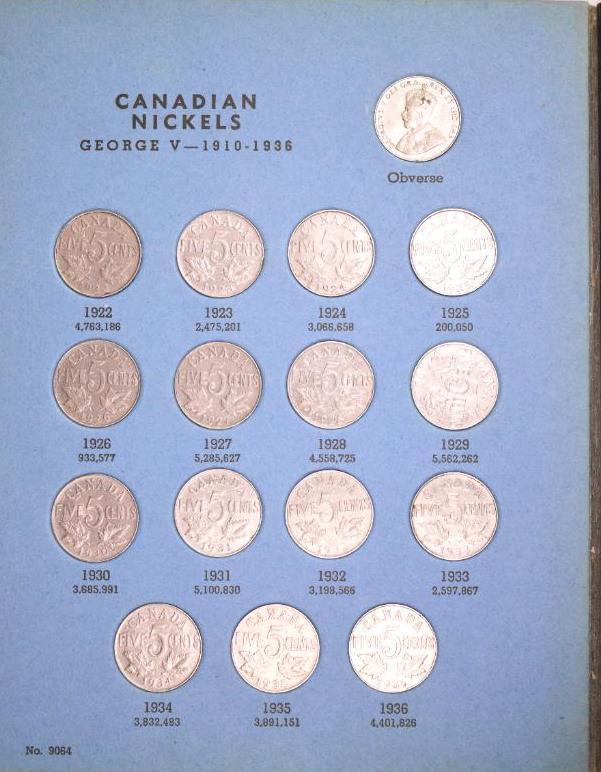 Group of (48) Canada 5 Cents 1922-1964 in Vintage 1952 (1 of 5)