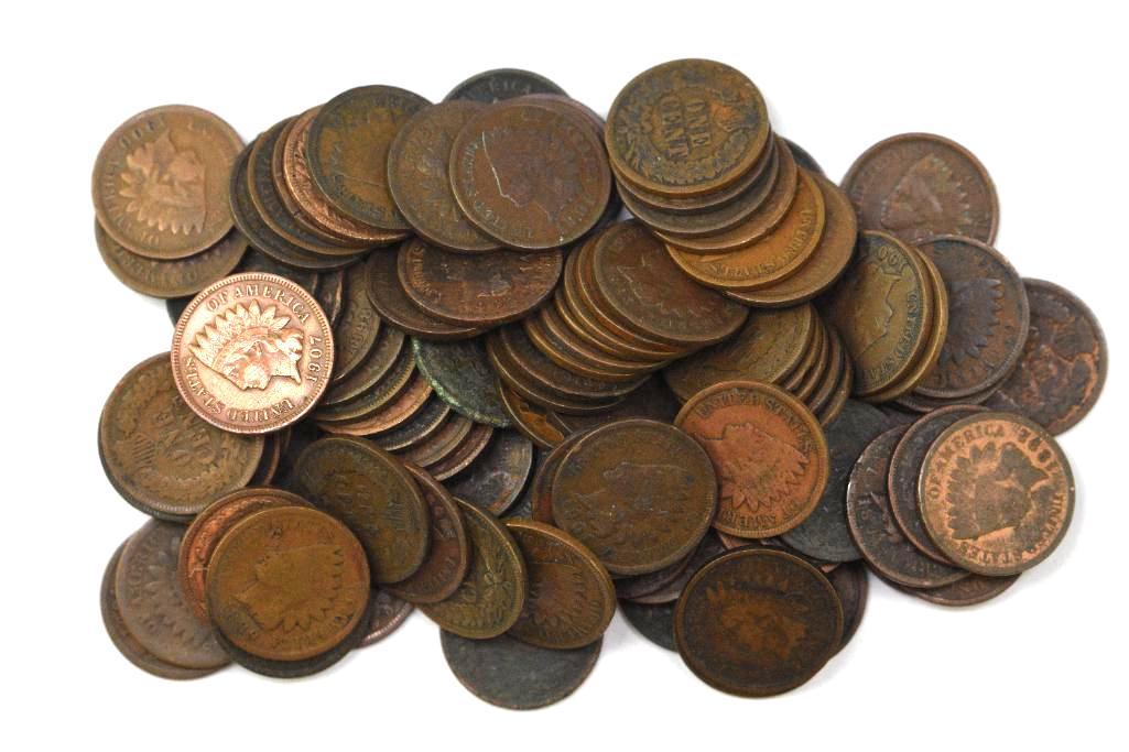 Group of (100) Indian Head Cents (1 of 1)