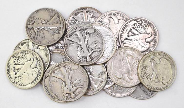 Group of (20) Walking Liberty Silver Half Dollars (1 of 1)