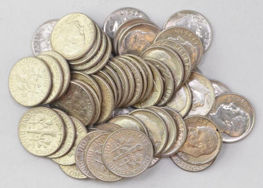 Group of (50) 1961 D Roosevelt Silver Dimes (1 of 1)