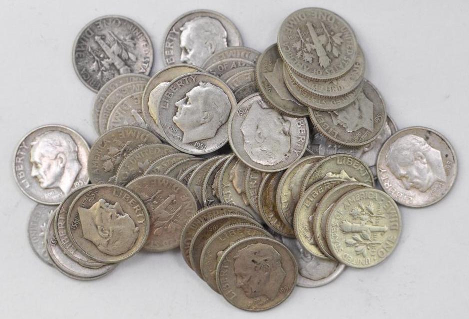 Group of (50) 1951 S Roosevelt Silver Dimes (1 of 1)