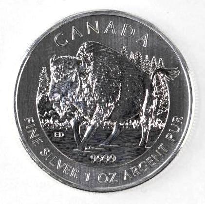2013 Canada $5 Wood Bison 1oz. .9999 Fine Silver (1 of 2)