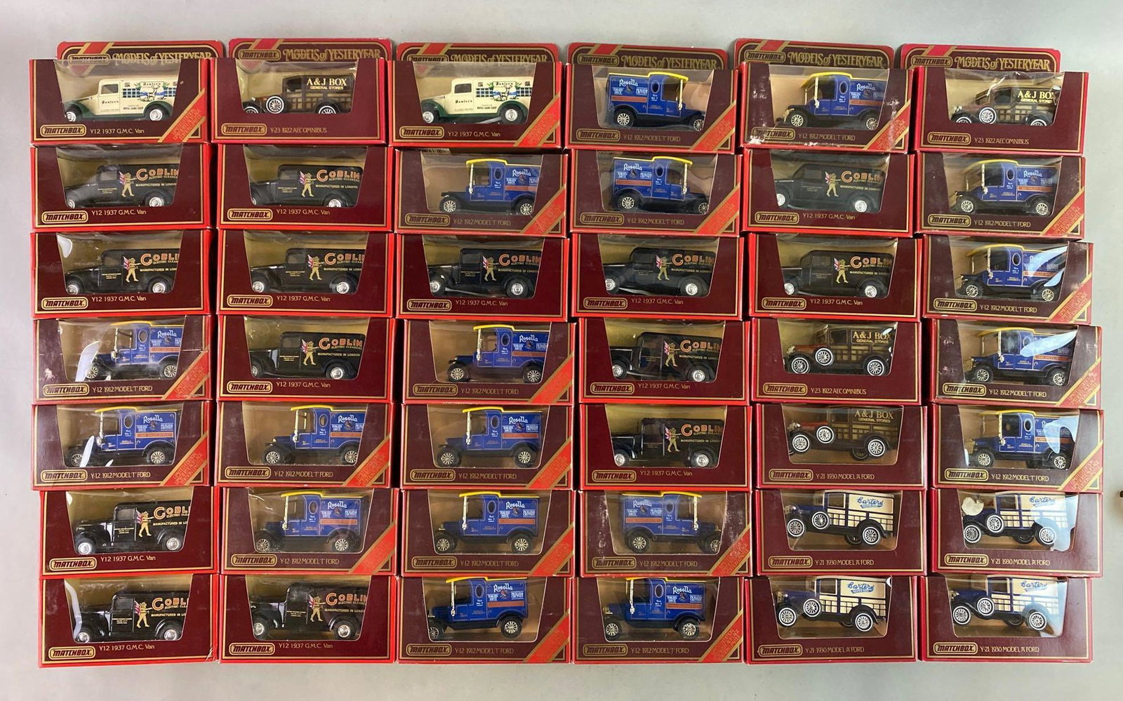 Group of 74 Matchbox Models of Yesteryear Die Cast: Includes limited edition Models of Yesteryear Y-12. Also includes models Y-12, Y-21, Y-13, and more.