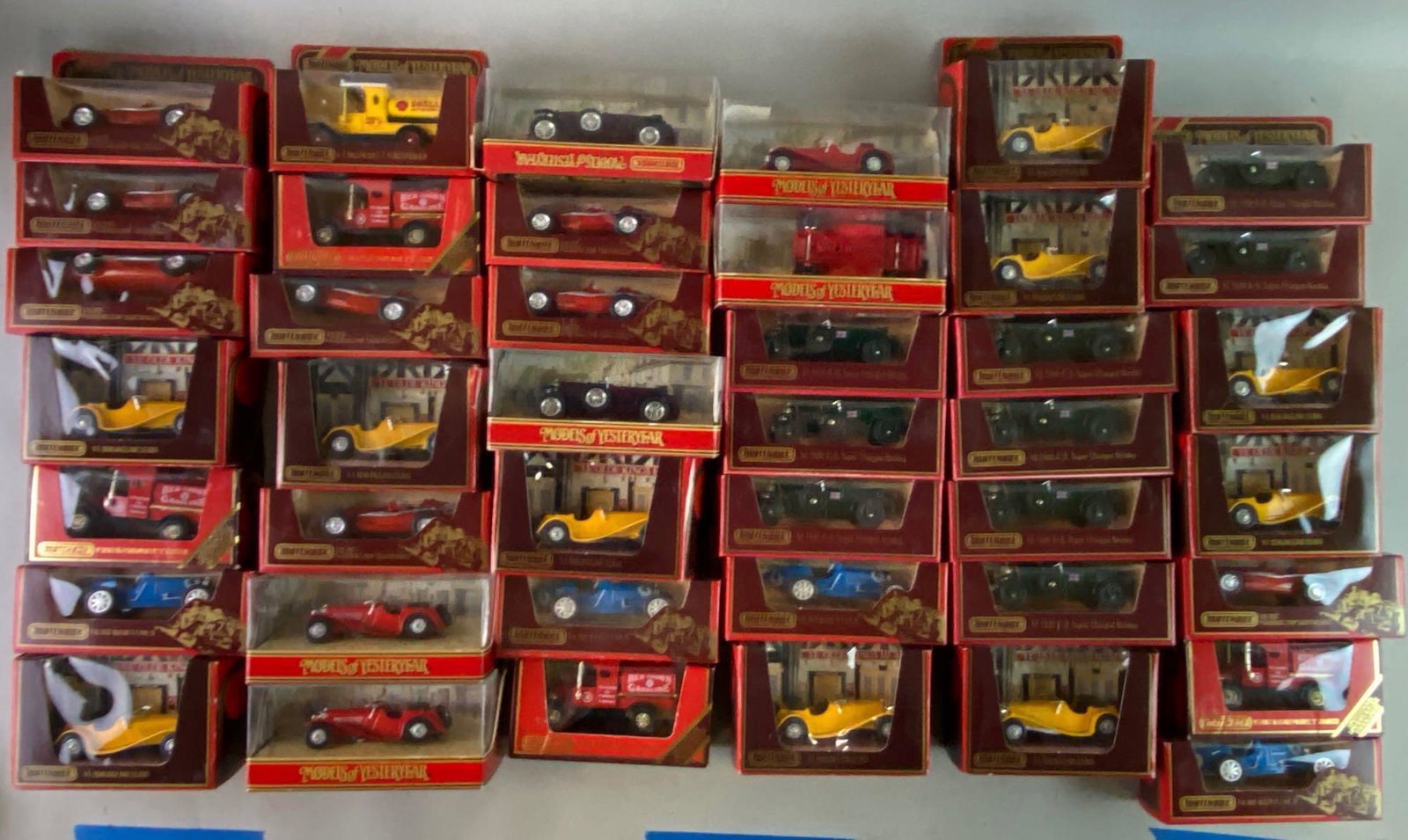 Group of 70 Matchbox Models of Yesteryear Die Cast: Includes models Y-1, Y-3, Y-11, and more.