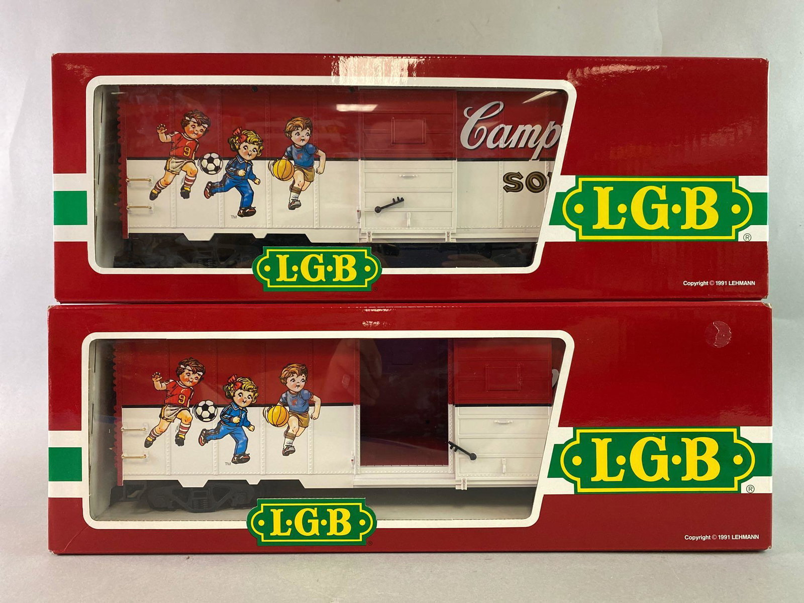 Group of 2 LGB Campbells Soup Boxcars: Both are #4191 CS. In original boxes.