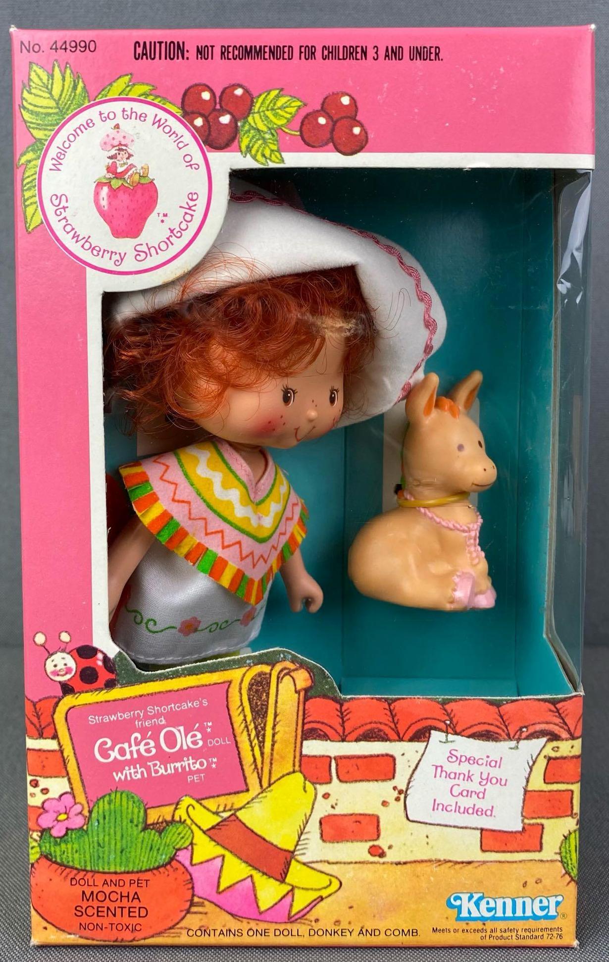 Kenner Strawberry Shortcake Cafe Ole Doll with Burrito: In original box, box is 4.75X2.5X7.75 inches, circa 1980s