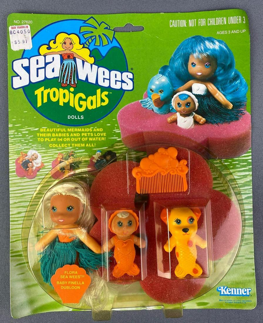 Kenner Sea Wees Tropigals Dolls: Includes Flora Sea Wees and Baby Finella Dubloon, in original box, box is 8.75X11 inches, 1981