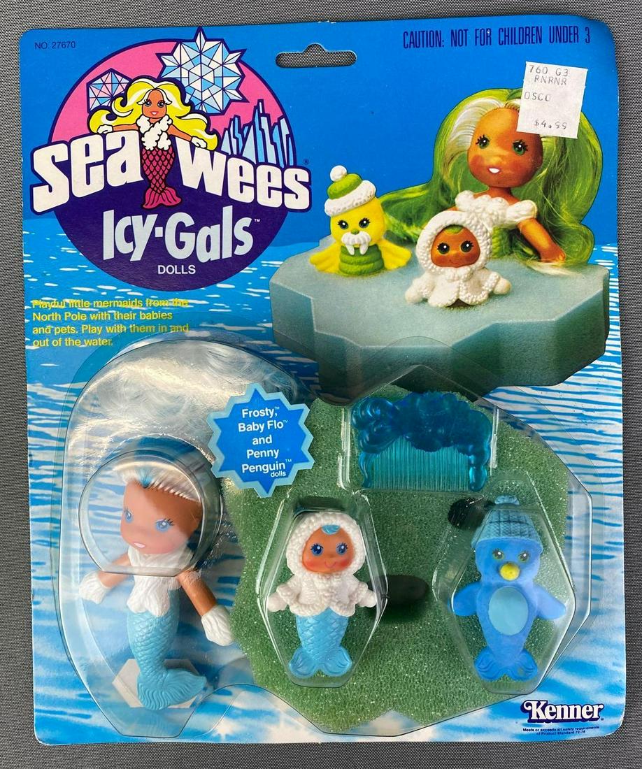 Kenner Sea Wees Icy Gals Dolls: Includes Frosty Baby Flo and Penny Penguin, in original box, box is 8.75X10.75 inches, 1980