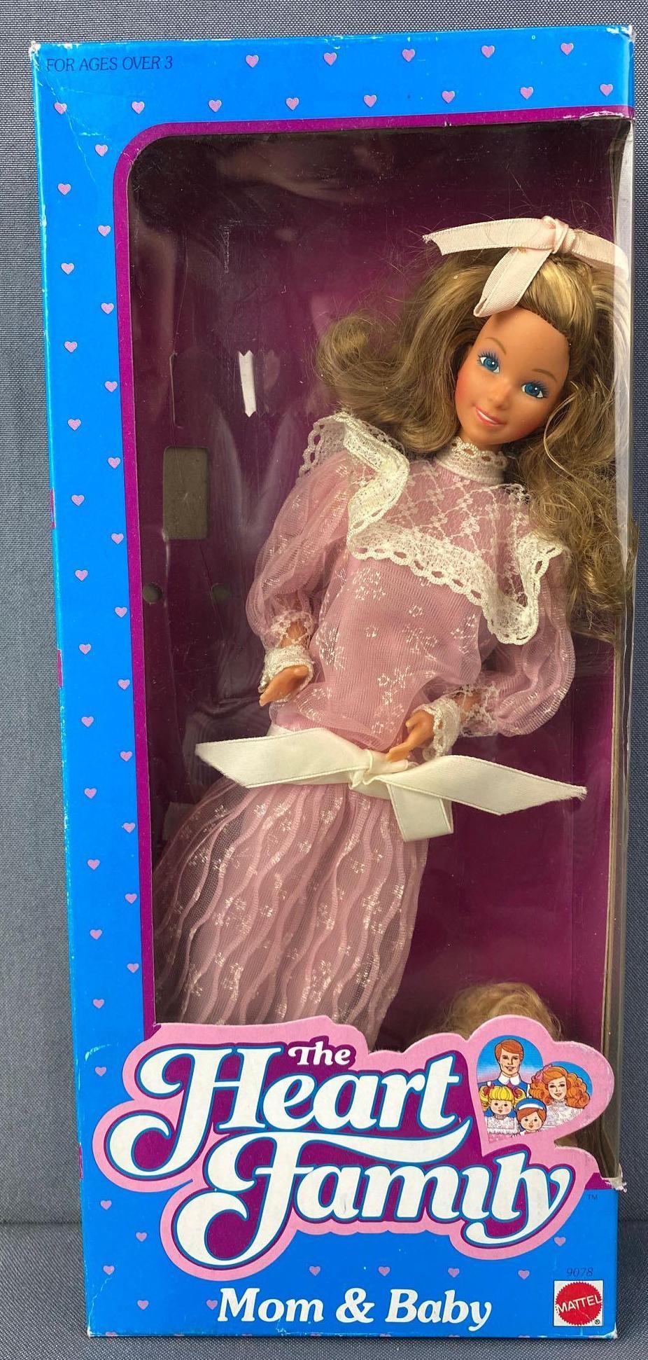 Mattel The Heart Family Mom and Baby Dolls: 11 inches tall, 1988, in original box