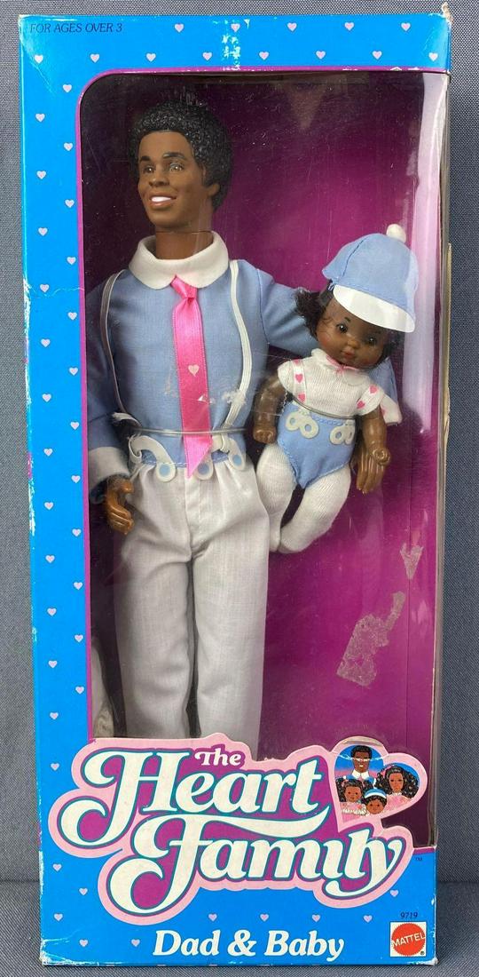Mattel The Heart Family Dad and Baby Dolls: 12 inches tall, 1988, in original box