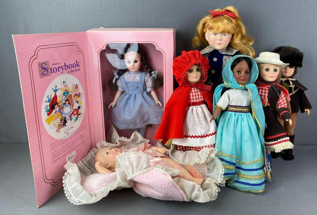 Group of 7 Effanbee Dolls: Circa 1980s. Includes Dorothy, Little Red Riding Hood and more