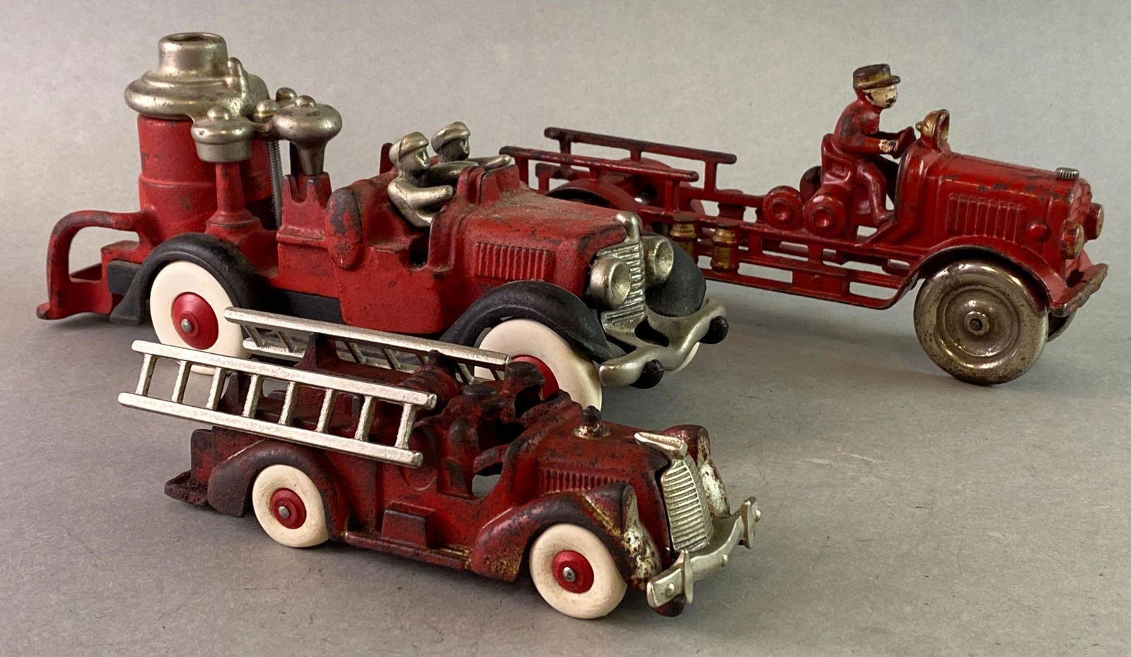 Group of 3 Antique Cast Iron Fire Vehicles (1 of 12)