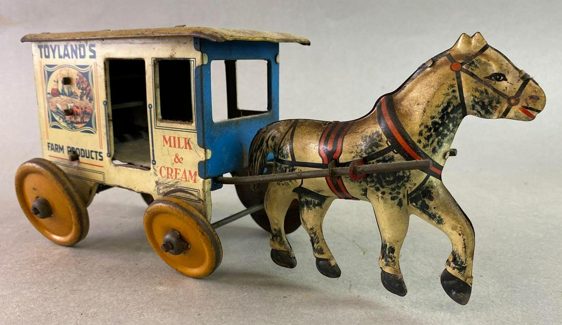 Marx Toylands Dairy Delivery Wagon Wind Up Tin (1 of 4)