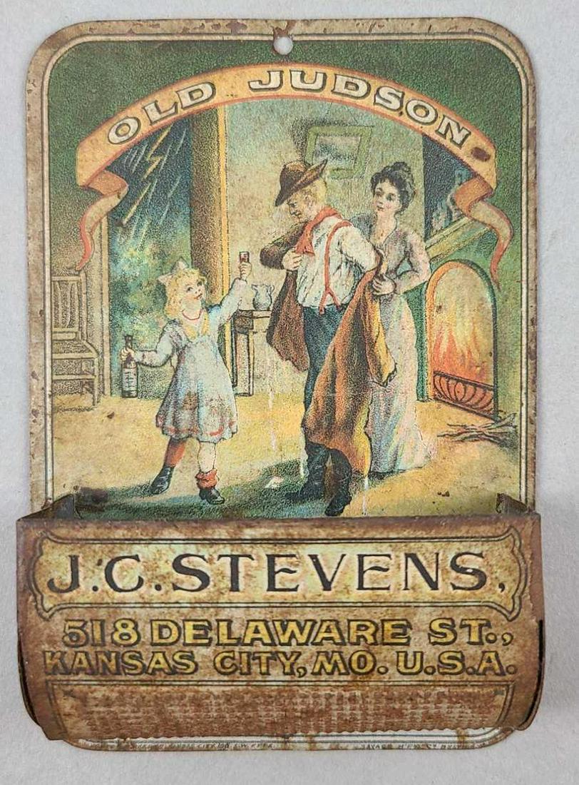 JC Stevens Old Judson tin match holder (1 of 6)
