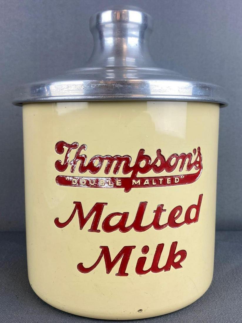 Porcelain ThompsonÕs Double Malted Malted Milk: 6.25x8.75 inches, with lid