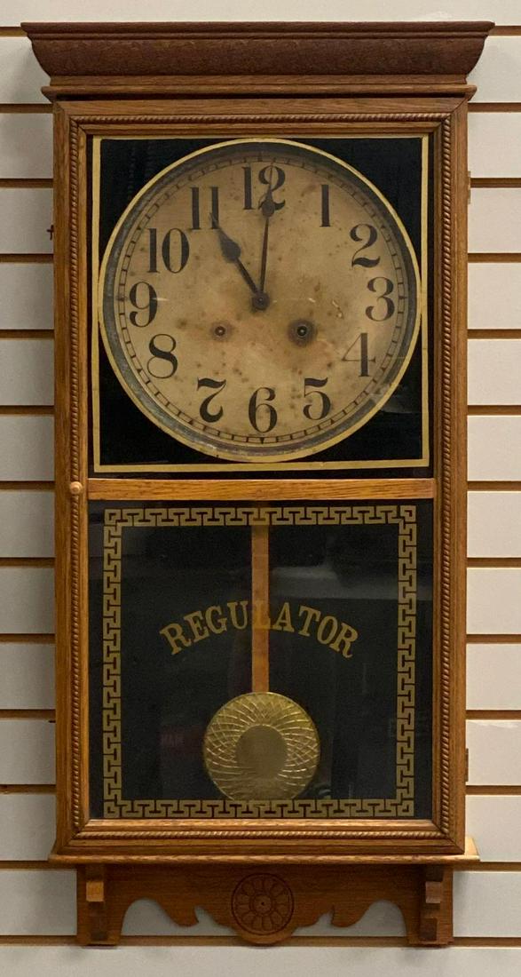 Regulator Wall Clock: 18x5x35.5 inches, with keys