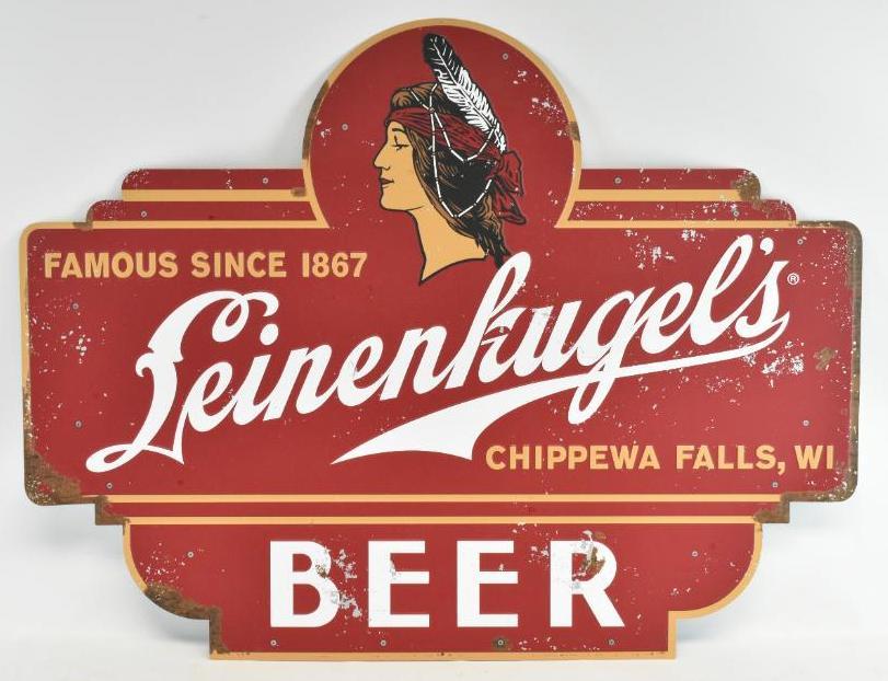 Retired Indian Maiden Leinenkugle Advertising Metal (1 of 2)