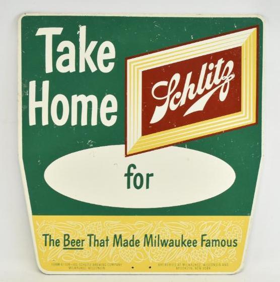 Vintage Schlitz Double Sided Masonite Price Board (1 of 2)