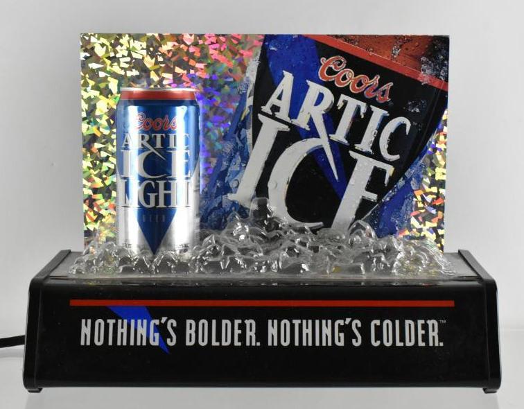 Coors Artic Ice Light Up Advertising Beer Display Sign: Working Condition, 13 x 6 x 10 inches