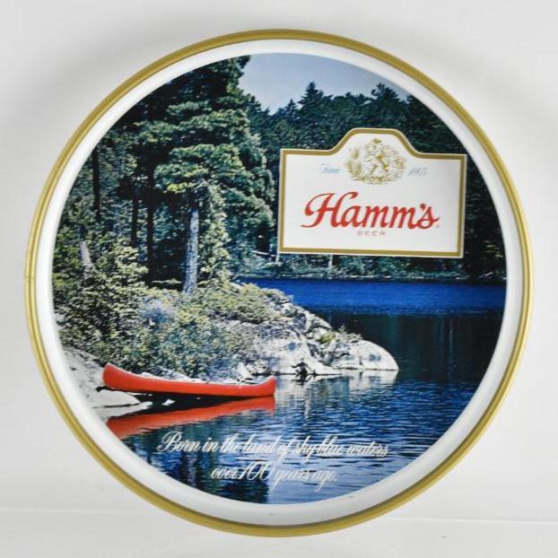 Vintage Hamms Beer Advertising Metal Beer Tray: 12 inches round
