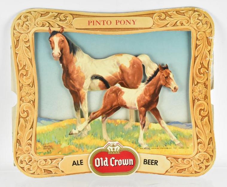 Vintage Old Crown Pinto Pony Advertising Cardboard Beer (1 of 2)