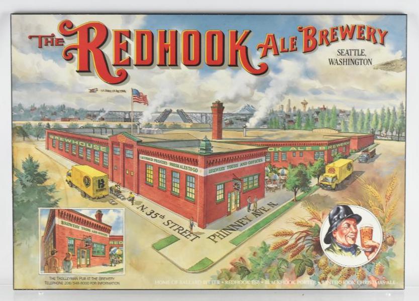 Redhook Ale Brewery Advertising Factory Scene Beer Sign: Modern Sign , 22 3/4 x 16 inches