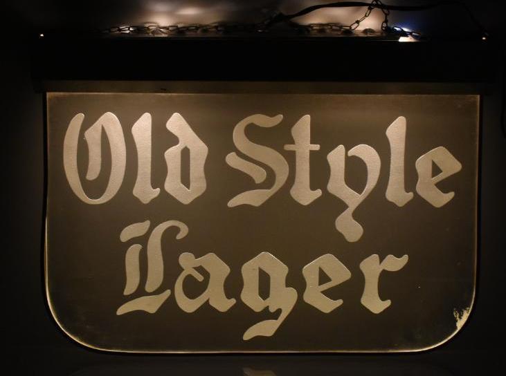 Vintage Old Style Lager Light Up Advertising Etched (1 of 3)