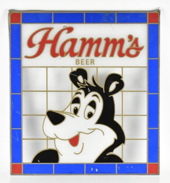 Hamms Beer Advertising Painted Glass Sign (1 of 2)