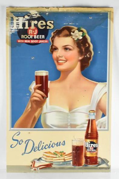 Vintage Hires Root Beer Advertising Cardboard Soda Sign (1 of 2)