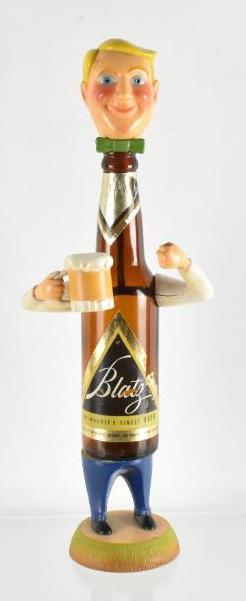 Vintage Blatz Beer Bottle Guy Advertising Back Bar (1 of 2)