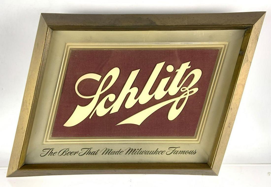 Vintage Schlitz Beer Light Up Advertising Brass Frame (1 of 3)