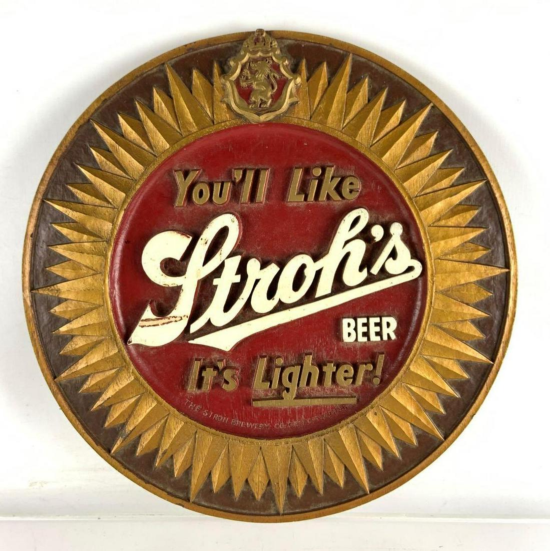 Vintage Strohs Beer Advertising Sign (1 of 2)