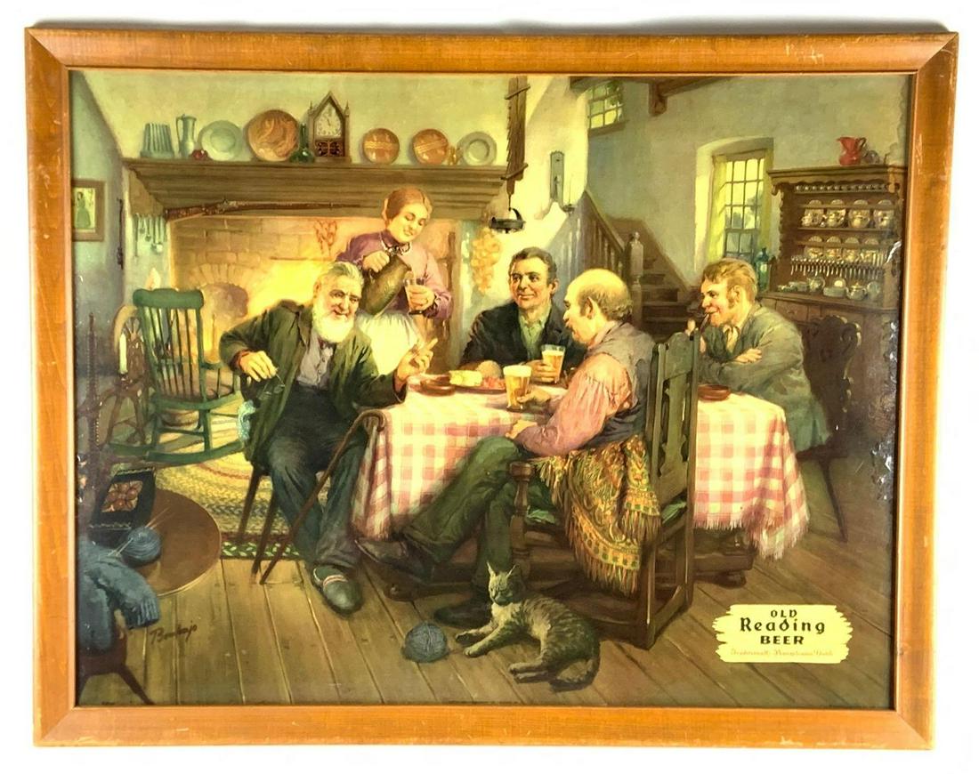 Vintage Old Reading Beer Advertising Cardboard Sign (1 of 3)