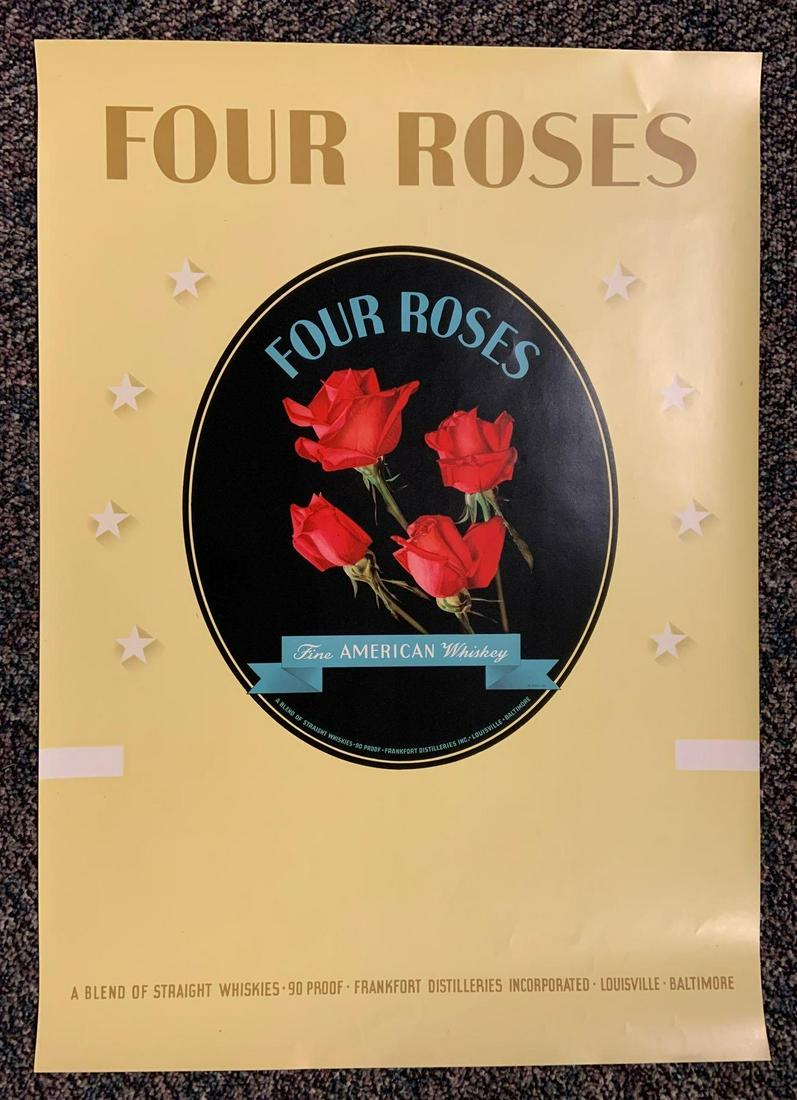 Vintage Four Roses Whiskey Advertising Paper Poster (1 of 1)