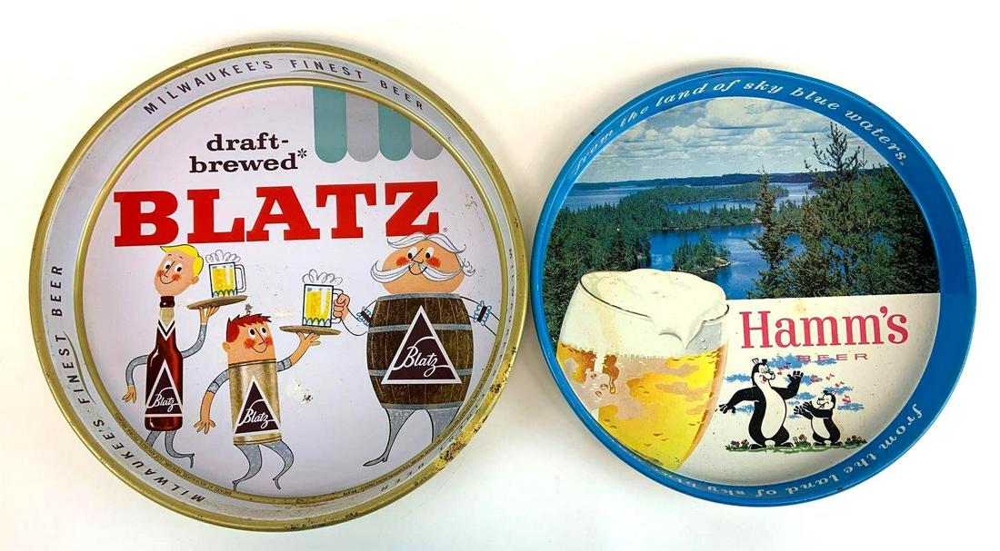 Group of 2 Advertising Metal Beer Trays (1 of 2)