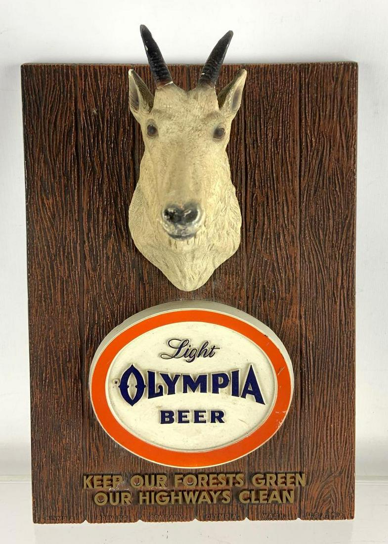 Vintage Olympia Light Beer Billy Goat Head Advertising: 8 x 11 1/4 inches