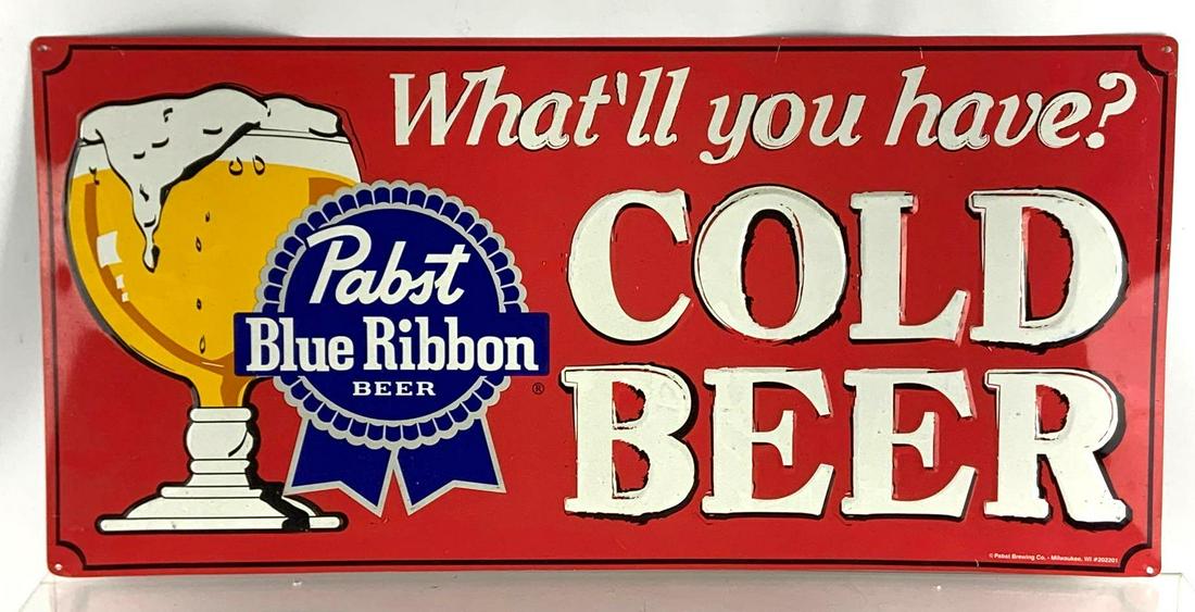 Modern Pabst Blue Ribbon Advertising Tin Beer Sign (1 of 2)