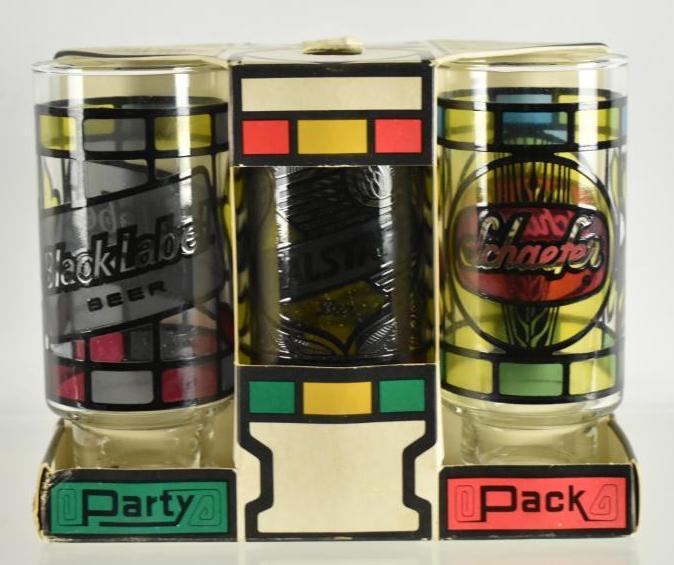Group of 6 Advertising Beer Drinking Glasses (1 of 3)