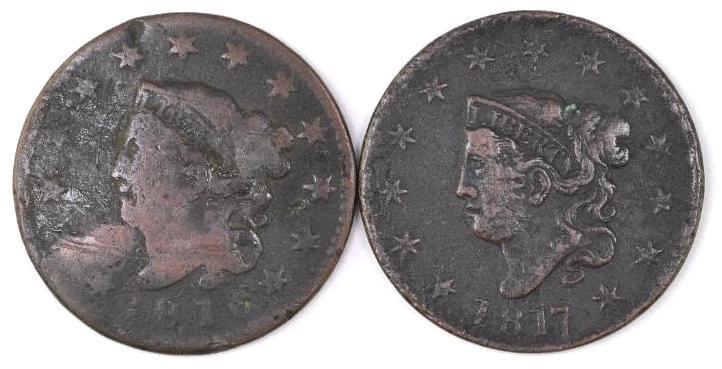 Group of (2) Coronet Head Large Cents (1 of 2)