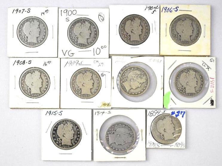 Group of (11) Barber Silver Half Dollars San Francisco (1 of 1)