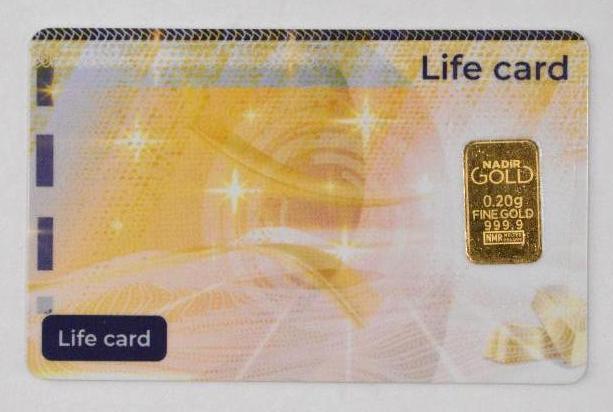 Nadir Gold Life Card 0.20 Grams .9999 fine Gold: 0.20 Grams .9999 Fine Gold.