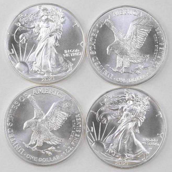 Group of (4) 2021 American Silver Eagle (Type 2) 1oz. (1 of 1)