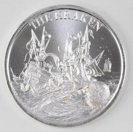 2021 Intaglio Mint The Kraken 1oz. .999 Fine Silver: One Ounce .999 Fine Silver.