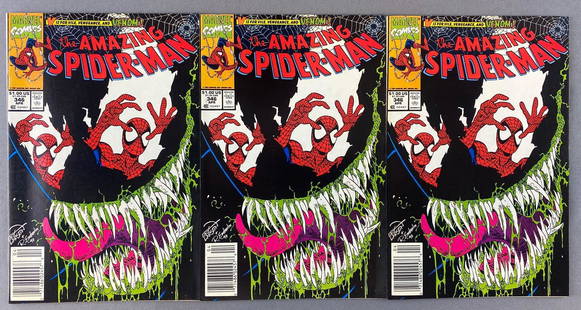 Group of 3 Marvel Comics The Amazing Spider-Man No. 346: Newsstand, Iconic cover art by Erik Larsen, April 1991, Modern Age, $1.00, bagged and boarded