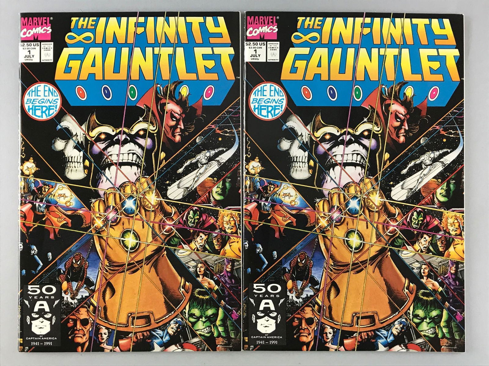Group of 2 Marvel Comics The Infinity Gauntlet No. 1 (1 of 5)
