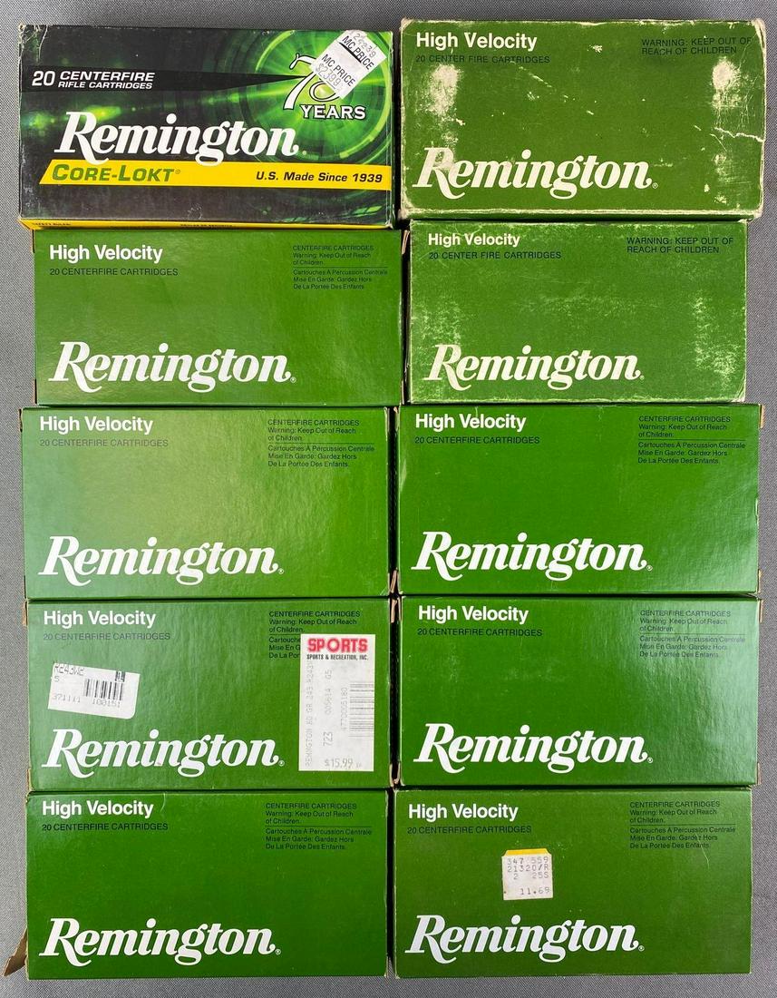 Group of 10 Boxes of 243 Winchester Ammunition: 9 boxes are full