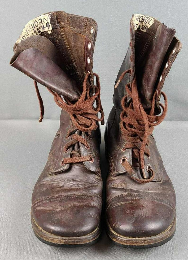 WW2 US Model 1945 Army Boots: Size 9 1/2 D. Identified to Wayne E Thorn, US 55437249